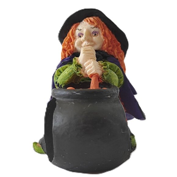 Vintage Halloween Figurine Napkin Holder Witch with Cauldron - Picture 2 of 6